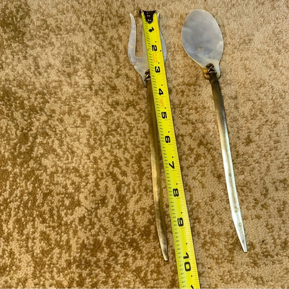 Vintage Mid-Century Mother of Pearl Salad Servers,
